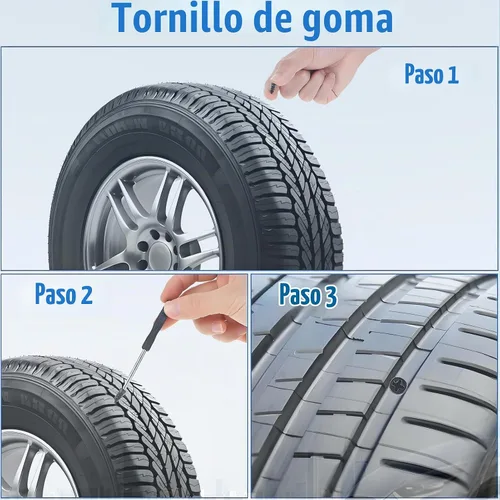 Vista 6 de PINKJOY Juego de clavos de reparación de neumáticos de 60 piezas con tornillos autoperforantes de goma, herramienta de reparación de neumáticos
