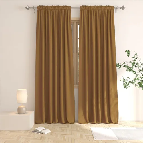 Vista 18 de UPOPO Cortinas beige de 45 pulgadas de largo para oscurecer la habitación, paneles de cortina para ventana, bolsillo para cortinero, cortinas