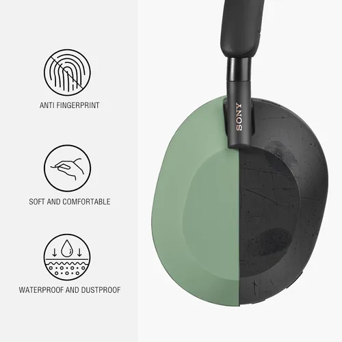 Vista 5 de Funda de silicona para Sony WH-1000XM5, Sony xm5 Wireless Headphones Funda protectora, color verde cactus