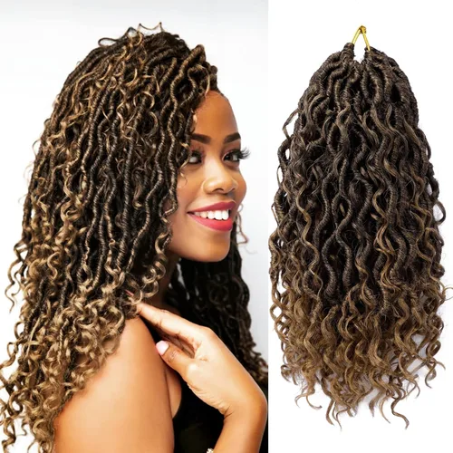 Vista 41 de 8 pulgadas Goddess Faux Locs pelo de ganchillo para mujer negro 7 paquetes de rastas estilo bohemio río para mujeres niños cabello pre rizado