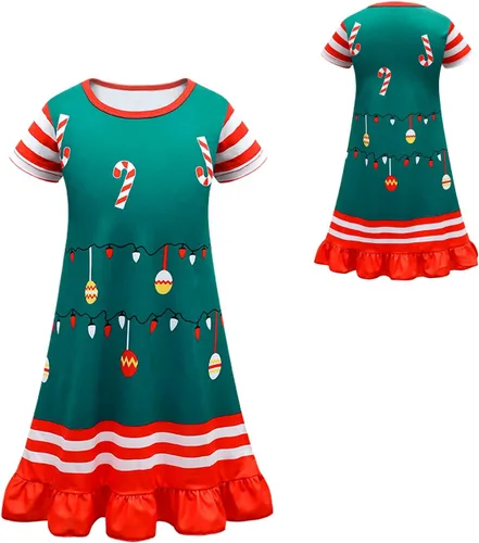 Vista 3 de VARWANEO Vestidos de disfraz de Navidad para niñas, vestido de fiesta de cosplay de Navidad de princesa
