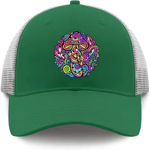 Vista 9 de devor Sombreros de papá psicodélicos Magic Mushrooms Gorras de béisbol, gorras gráficas para mujer