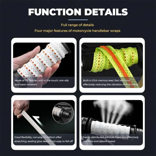 Vista 3 de Motorcycle Handlebar Tape for Honda Africa Twin 750 XRV RD07 Africa Twin 750 - Pack of 2 Breathable PU Handlebar Tape, Non-Slip & Waterproof
