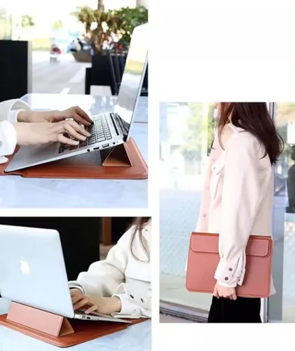 Vista 5 de Funda magnética de piel sintética impermeable 3 en 1 para MacBook Air Pro Tablet HP Microsoft Envy Huawei Lenovo Surface Portable Protector Bag