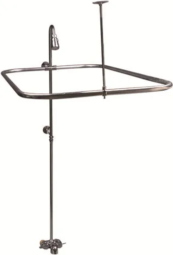Vista 4 de My PlumbingStuff R2200A Clawfoot - Juego de grifo de ducha y rectangular - Grifo desviador central de 3 pulgadas en cromo - Conexiones MIP de ¾