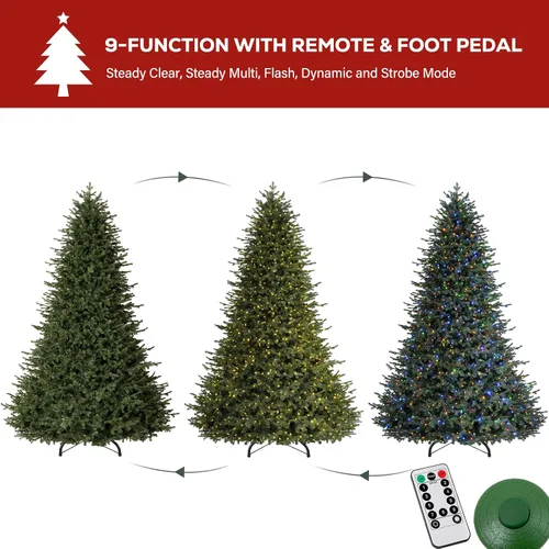Vista 4 de Hykolity Árbol de Navidad preiluminado prémium de 7.5 pies con 1,050 LED Verde Multicolor
