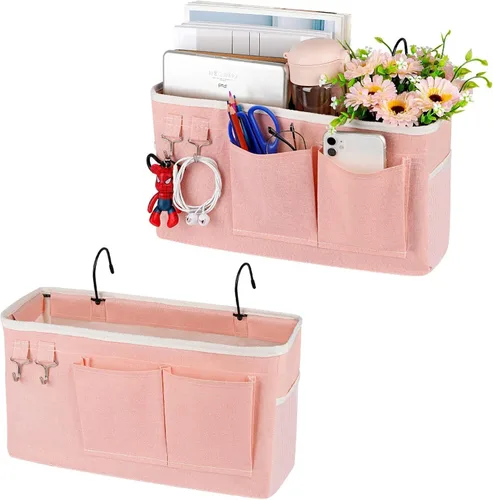 Vista 17 de Organizador de Almacenamiento para Mesita de Noche/Bolsa de Almacenamiento Colgante para Mesita de Noche para Cabeceros, Literas, Dormitorios, Negro