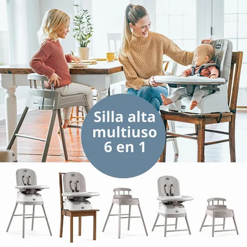 Vista 2 de Chicco Stack Hi-Lo - Silla alta convertible multiusos 6 en 1, reclinables para bebés y niños pequeños, fácil de limpiar, silla alta para bebé Arena