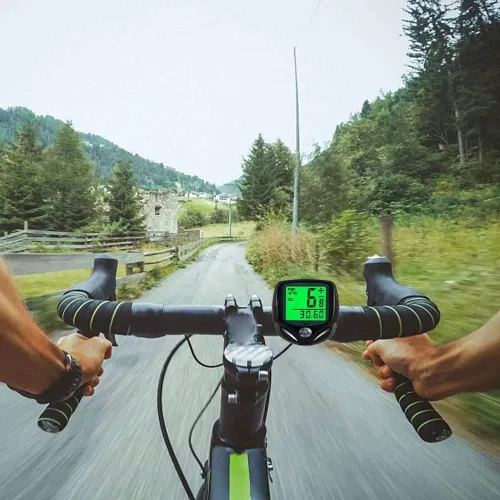 Vista 4 de Velocímetro de bicicleta impermeable inalámbrico bicicleta bicicleta computadora y ciclismo odómetro con despertador automático multifunción