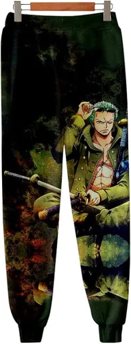 Vista 2 de Anime Luffy Zoro - Pantalones deportivos con cordón para cosplay y gimnasio