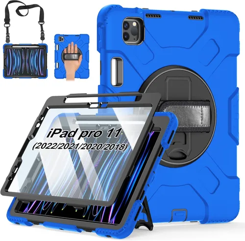 Vista 13 de Funda para iPad Pro de 11 pulgadas (2022/2021/2020/2018): Funda de silicona para iPad 11 (4ª/3ª/2ª/1ª) generación con protector de pantalla, Negro