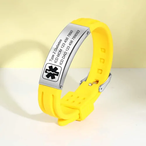 Vista 16 de OPALSTOCK Pulseras médicas personalizadas de silicona ajustable para identificación de emergencias, grabado gratuito, 9 pulgadas, resistente al