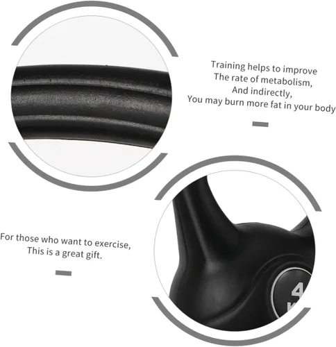 Vista 5 de NOLITOY Pesa rusa negra con mango antideslizante de PVC para entrenamiento de fuerza de fitness en el hogar, pesas rusas fijas de plástico PE