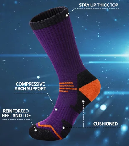 Vista 2 de FNOVCO Calcetines de compresión atléticos gruesos acolchados para mujer, 5 pares