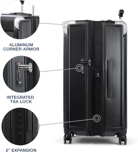 Vista 4 de Travelpro Platinum Elite - Equipaje de rueda giratoria extensible con costado duro, con cerradura TSA, maleta de policarbonato de carcasa dura