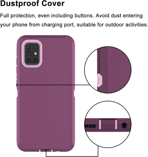 Vista 4 de Funda para Galaxy A51 4G (no compatible con la versión A51 5G), a prueba de golpes, resistente, de plástico duro, parachoques de goma de plástico