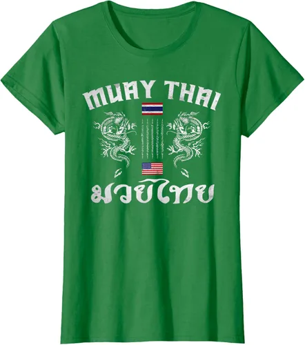 Vista 41 de Camiseta de equipo de entrenamiento de boxeo Muay Thai con bandera estadounidense de Tailandia, Negro, S