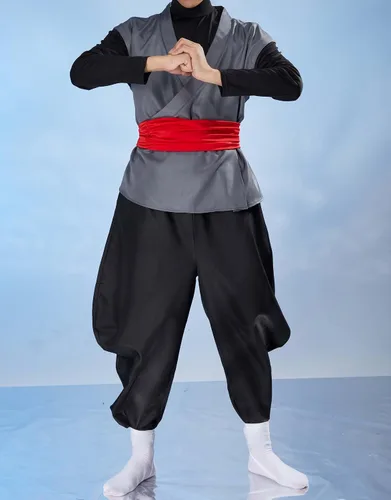 Vista 2 de Haikyuu - Traje de Kung Fu para hombre con orejas de anime negro Cosplay disfraz Halloween