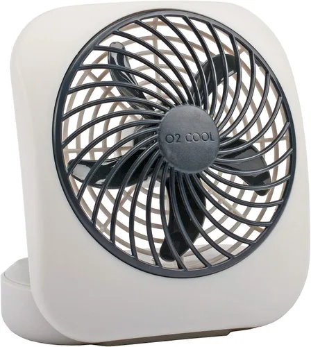 Vista 5 de O2COOL Treva ventilador de 5 pulgadas alimentado por batería, ventilador de escritorio portátil de 2 velocidades de enfriamiento con diseño compacto