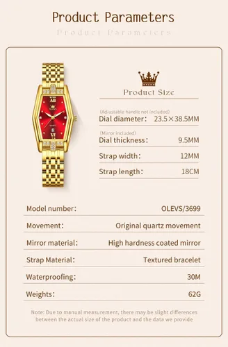 Vista 6 de OLEVS Reloj para mujer de acero inoxidable dorado, vestido de moda, analógico, de cuarzo, luminoso, impermeable, reloj Wrsit para mujer