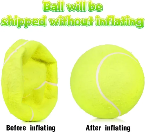 Vista 6 de LIXADA Pelota de tenis gigante de gran tamaño de 9.5 pulgadas para niños y adultos, diversión de mascotas (enviada desinflada)