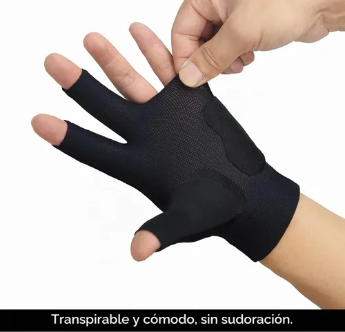 Vista 3 de Billiard Pool Glove for Left Hand, 3-Finger Cue Glove for Men Smooth Stroke Mano izquierda negra.