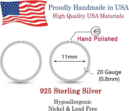 Vista 41 de Small Gold or Sterling Silver Huggie Hoop Earrings for Women Cartilage Nose Helix Tragus