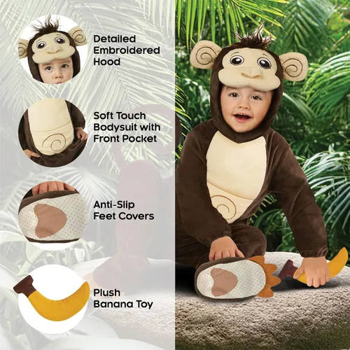 Vista 2 de Morph Disfraz de mono para niños pequeños, disfraz de mono de Halloween, disfraz de mono para niños