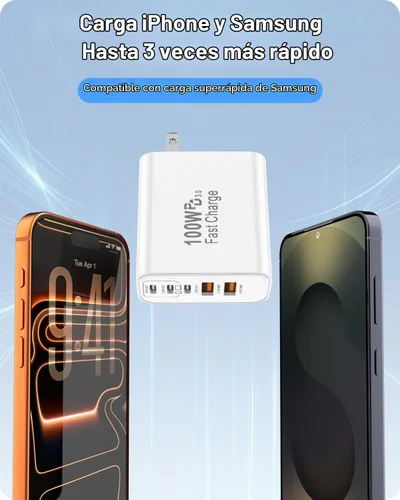Vista 7 de FEEL2NICE - Bloque de cargador USB C de 100 W, cargador de pared rápido de 5 puertos [3 PD USB-C y 2 QC 3.0 USB-A], adaptador compacto para MacBook