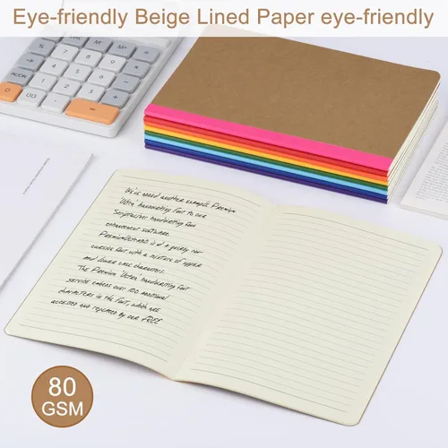 Vista 5 de ZCZN Cuadernos de composición a granel, cuadernos con cubierta kraft A5 y hojas rayadas con espinas de arco iris para la escuela, negocios, trabajo