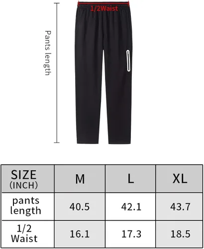 Vista 6 de ElsMorr Pantalones deportivos para hombre con bolsillos con cremallera, ligeros, transpirables, de secado rápido, senderismo, correr, deportes al