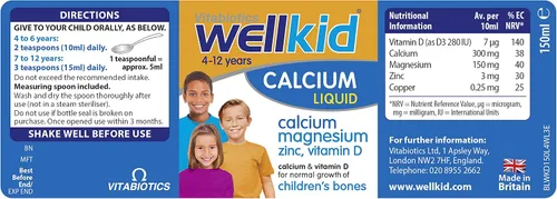 Vista 8 de Wellkid por Vitabiotics Calcio Líquido 5.1 fl oz
