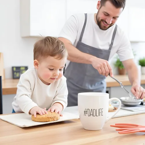 Vista 5 de Pearhead #DadLife - Taza para el día del padre, regalo para nuevos padres, regalo de niños, apto para lavavajillas y microondas, grande