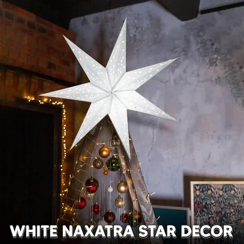 Vista 4 de GalaxyArts - Naxatra (blanco mediano 7 puntas) - Linterna de estrella de papel