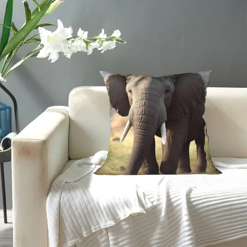 Vista 7 de Funda de almohada con estampado de elefante, cuadrada, suave, para decoración del hogar, sala de estar, cama, sofá, automóvil, 18 x 18 pulgadas
