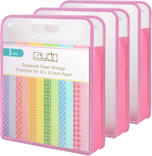 Vista 10 de Caydo Organizador de papel para álbum de recortes, paquete de 3 folios de papel expandible negro con asa, almacenamiento de papel portátil