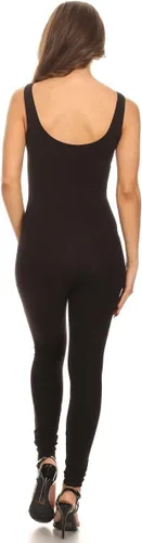 Vista 2 de Mono de algodón elastizado para mujer, sin mangas, cuello en V, mono elastizado enterizo, body(y más)