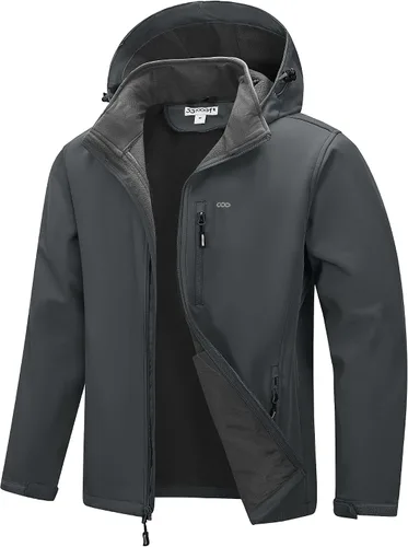 Vista 12 de 33,000ft Chaqueta Softshell para hombre con capucha, forro polar, ligera, impermeable, para senderismo