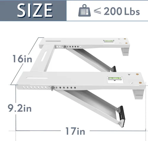 Vista 2 de Flamorrow Soporte de aire acondicionado de ventana, soporte de aire acondicionado resistente con 2 brazos, soporte universal de CA para ventana