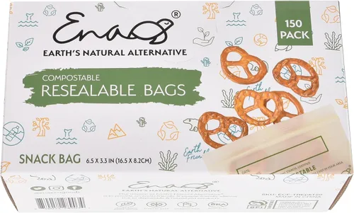 Vista 7 de Bolsas de almacenamiento de alimentos 100% compostables [Paquete de 150 aperitivos] Bolsas ecológicas para congelador, bolsas resellables