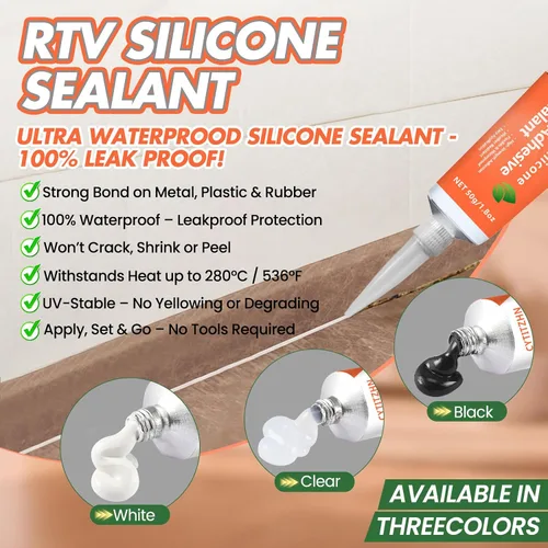 Vista 2 de Adhesivo Sellador de Silicona RTV, Masilla de Silicona 100% Impermeable, Fuerte Adhesión, Resistente a la Contracción y Grietas, Masilla Multiusos