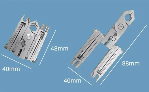 Vista 5 de Multitool - Herramienta de bolsillo 19 en 1 con soporte para teléfono, cortador de alambre, abrebotellas, alicates, llave hexagonal, pasador