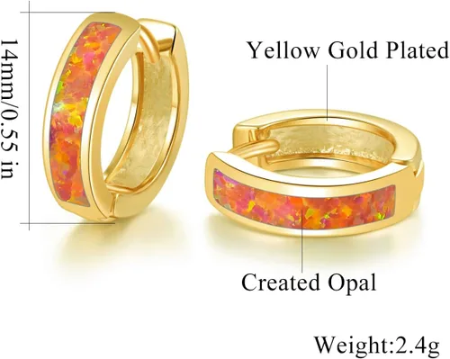 Vista 128 de CiNily Aretes Huggie de ópalo con bisagras, chapados en oro, hipoalergénicos, pequeños aretes de aro para mujeres, adolescentes, niñas, hombres