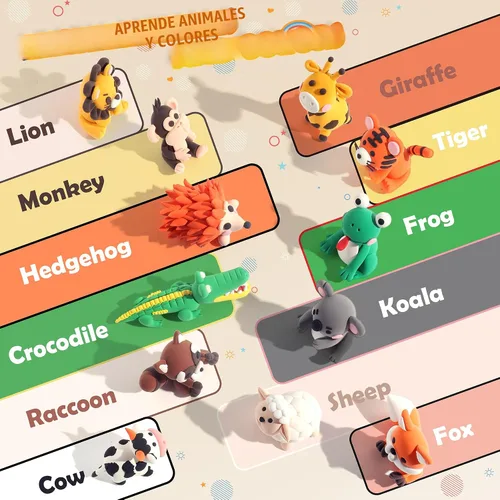 Vista 5 de Kit de arcilla seca al aire – tema de animales, arcilla para modelar para niños, arcilla mágica modelo de bricolaje con herramientas de escultura