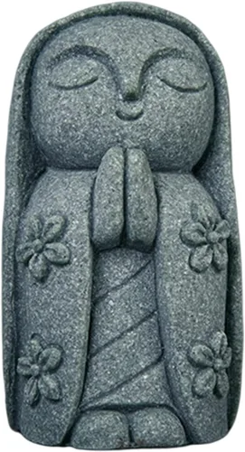 Vista 16 de livelyfish Estatua de monje rezante de Bosatsu de Bosatsu japonés de Buda Bosatsu Feng Shui, piedra arenisca feliz/sonriente en miniatura, adorno