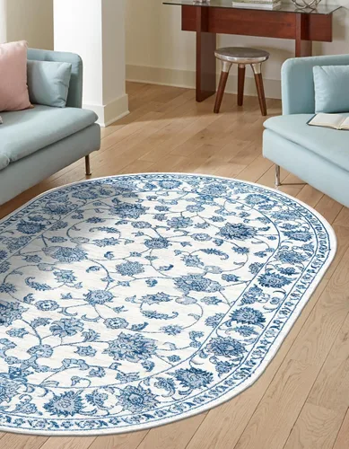 Vista 14 de Unique Loom Boston Collection - Alfombra rectangular de 2 x 3 pies y 1 pulgada, color azul y marfil