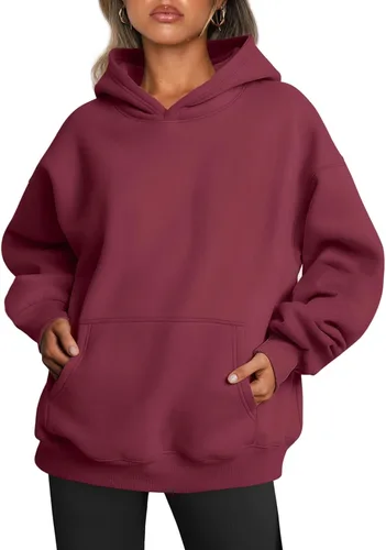 Vista 121 de Trendy Queen - Sudaderas extragrandes con capucha para mujer, suéteres de manga larga, sin botones, de vellón, de otoño, ropa de invierno