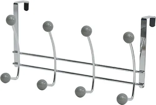 Vista 4 de Sobre la puerta 2 ganchos de metal estante cromo/gris