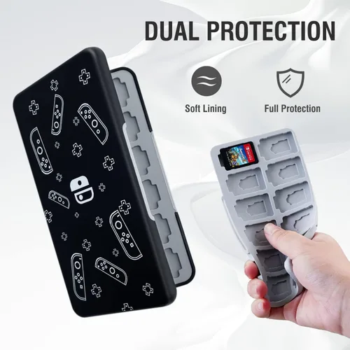 Vista 4 de NOOP Funda para tarjetas de juego para Nintendo Switch& Switch OLED y tarjeta Micro SD, funda de almacenamiento con 24 ranuras para tarjetas