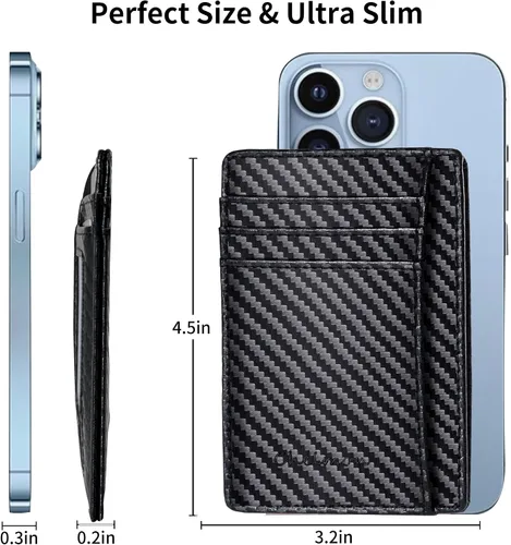 Vista 3 de Cartera Chelmon Slim para Hombre, Cartera Minimalista de Bolsillo Frontal con Bloqueo RFID para Tarjetas de Crédito